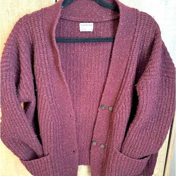 Frank and Oak lambswool burgundy red sweater size: XL - Picture 2 of 8